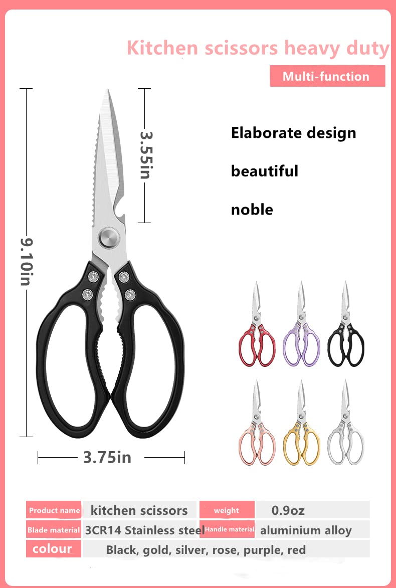 AWinjoy Kitchen Scissors  Heavy Duty Sharp Kitchen Shears Dishwasher Safe  Kitchen Accessories Cooking Shears for Kitchen Meat Chicken Fish Poultry Herb Bread (Black) - Image 3